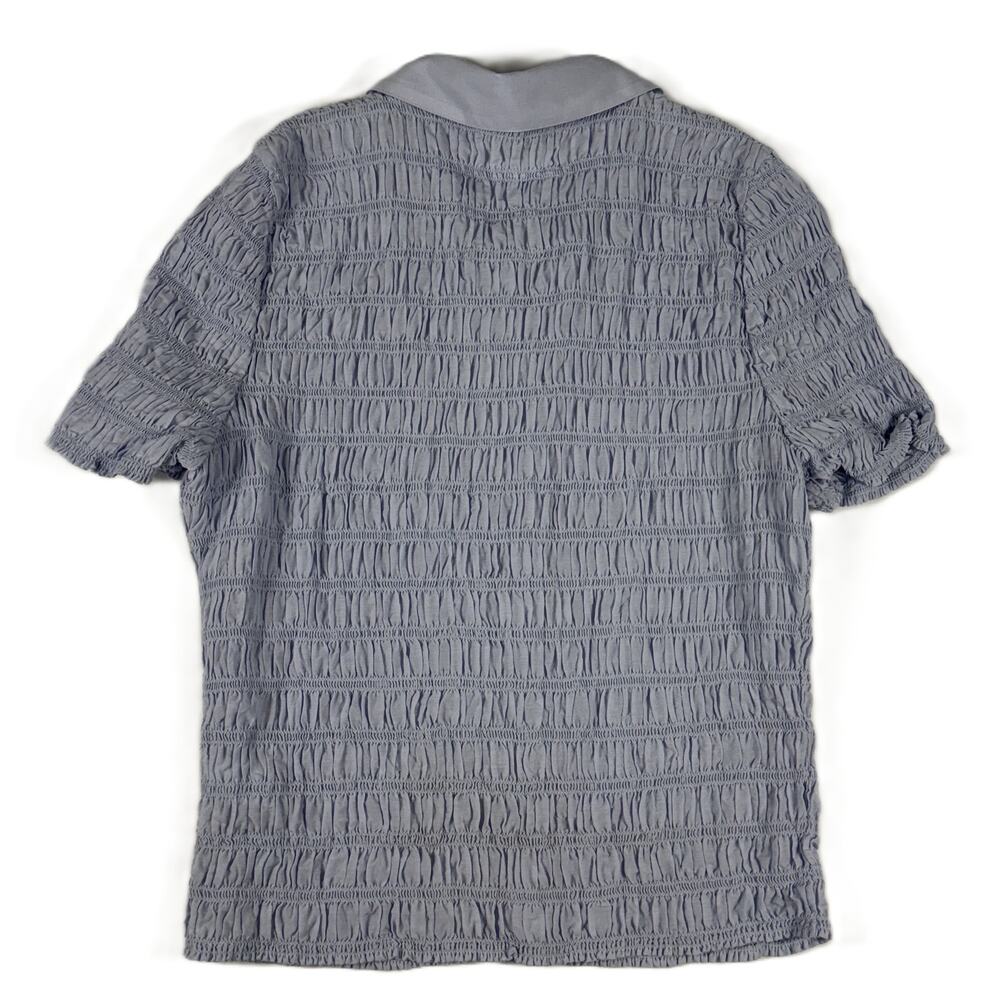 J.CREW Smocked Button Top Blouse Womens Size L blue Preppy Old Money - Picture 10 of 10